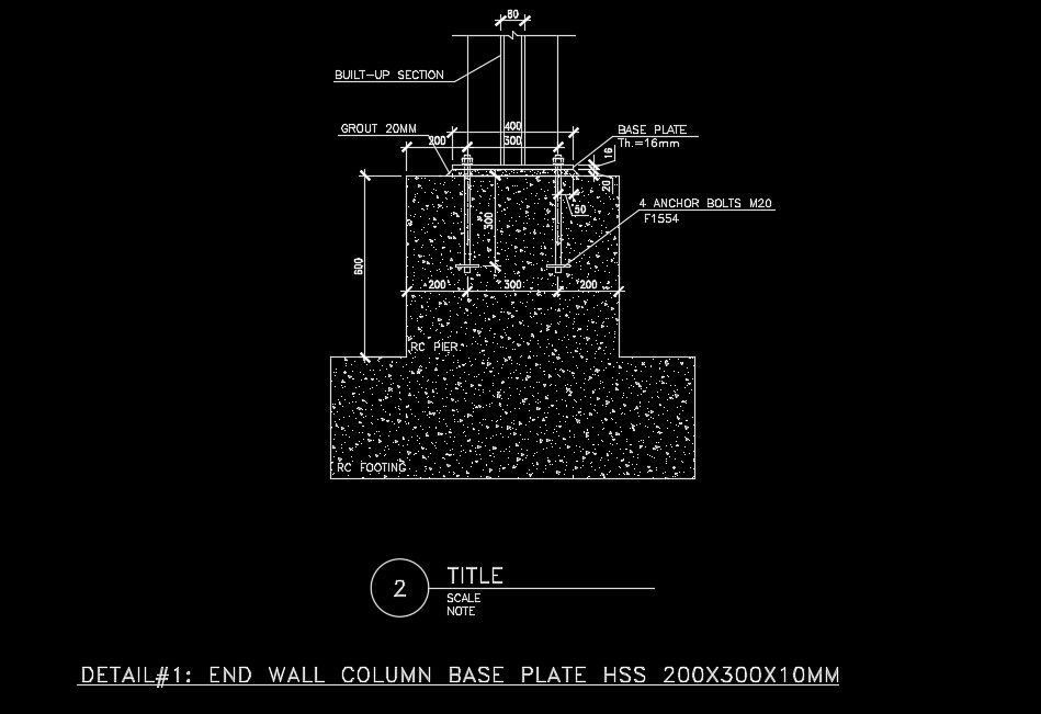 End wall column base plate detail drawing