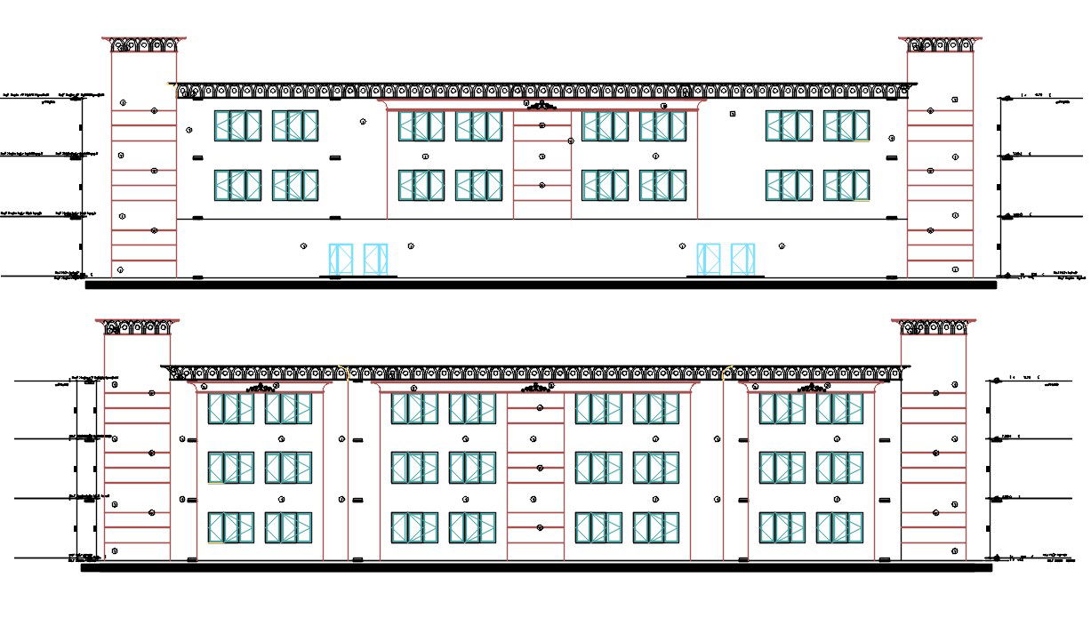 Engineer College Building Elevation Design AutoCAD File