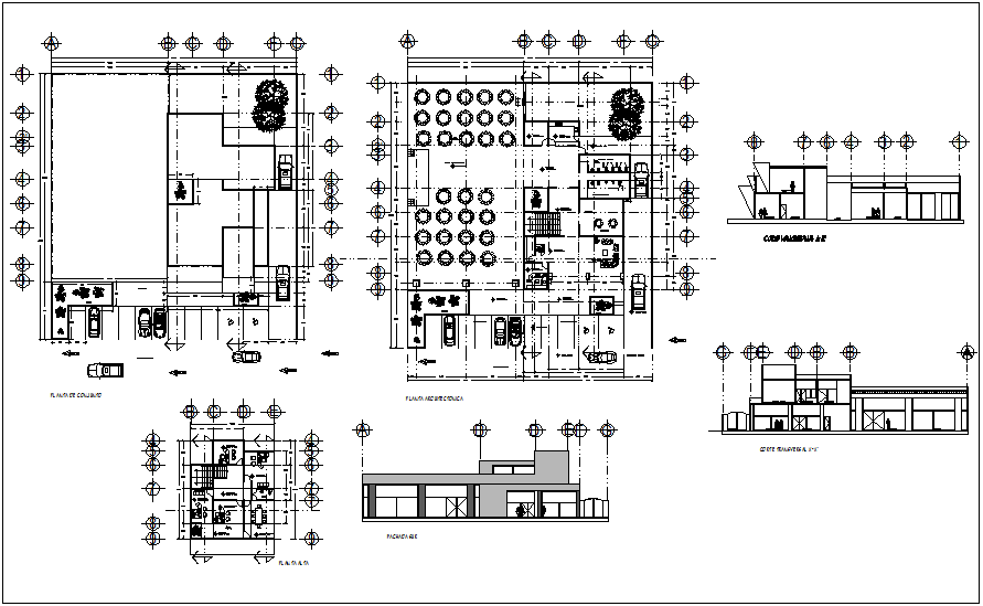 Engineering collage plan and section view dwg file