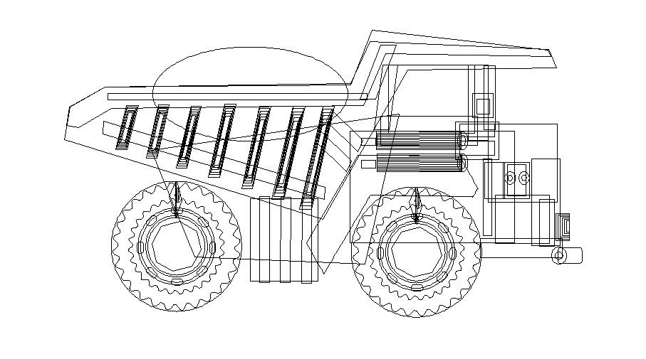 Engineering vehicle side elevation cad drawing details dwg file