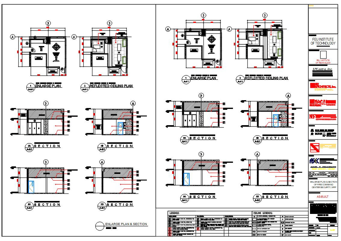 Enlarged Plan And Section CAD Drawing