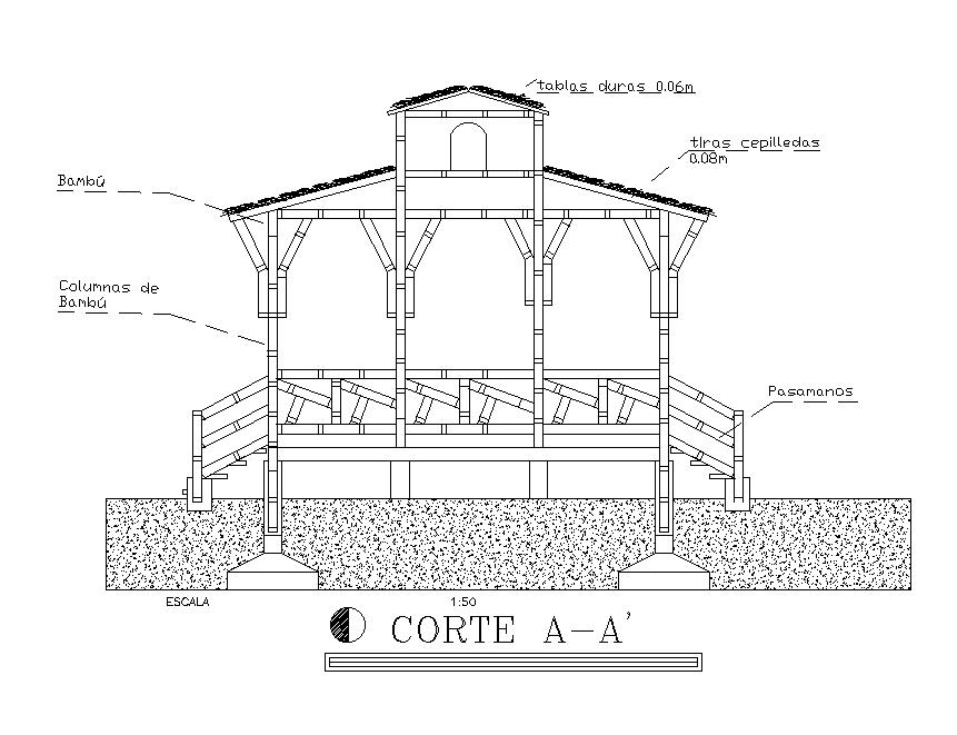 Enlarged detail of Canopy elevation drawing derived in this AutoCAD file. Download this 2d AutoCAD drawing file.