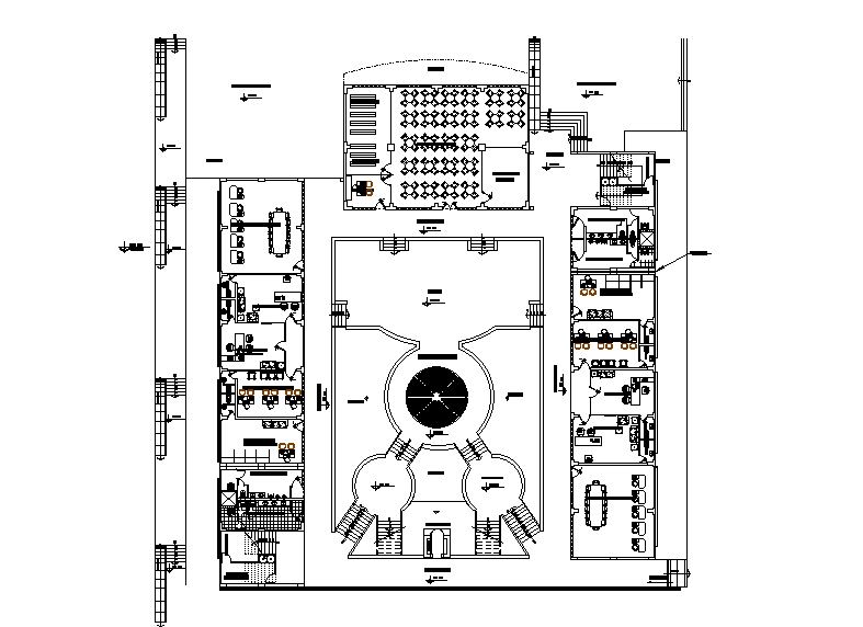 Enlarged plan of Amphitheater specified in this AutoCAD file. Download this 2d AutoCAD drawing file.