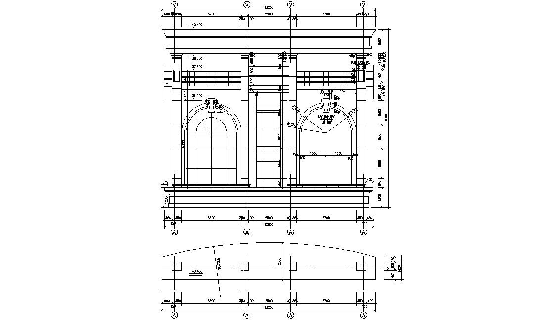 Entrance Design Plan and Elevation Drawing