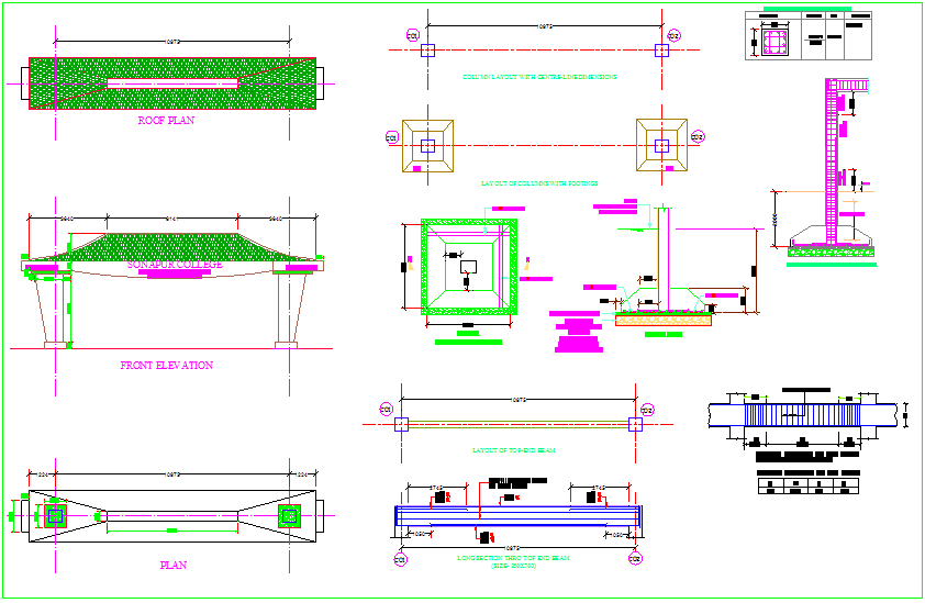 Entrance gate structure view of sonapur collage with with roof plan