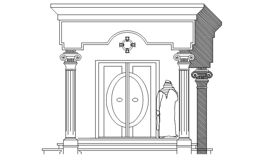 Entrance of villa in detail AutoCAD drawing, dwg file, CAD file