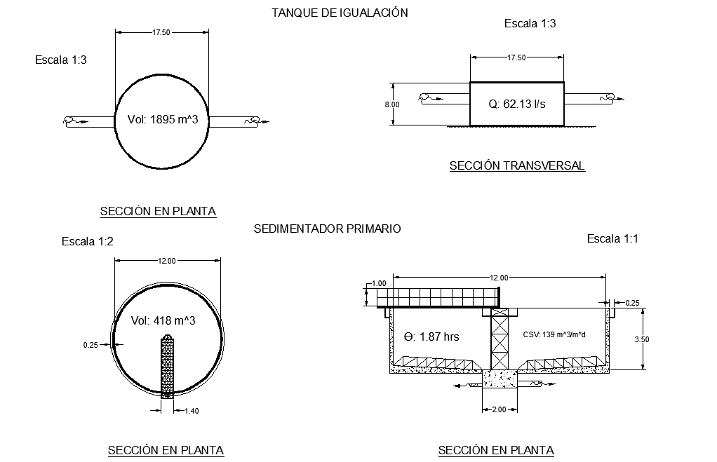 Equalization tank plan autocad file