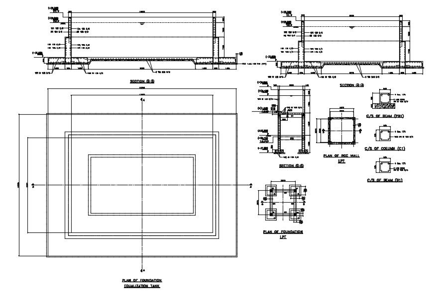 Equalization tank detail provided in this AutoCAD drawing file.Download this 2d AutoCAD drawing file.