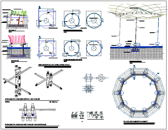 Equipment details of bio-climatic concept adventure park dwg file