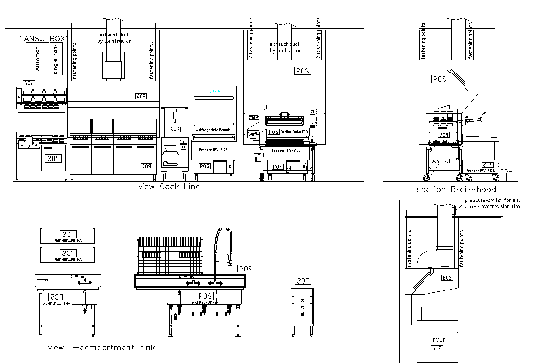 Industrial Kitchen Equipment CAD DWG Drawing for Layout and Design