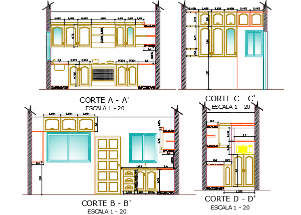 Equipment of kitchen section detail dwg file