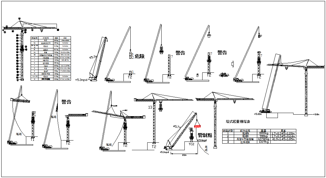 Erection view method of tower crane