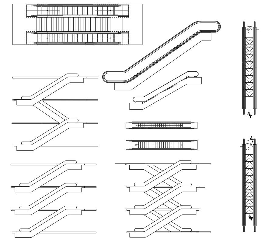 Escalator AutoCAD 2D Drawing Layout Plan in DWG Drawing File