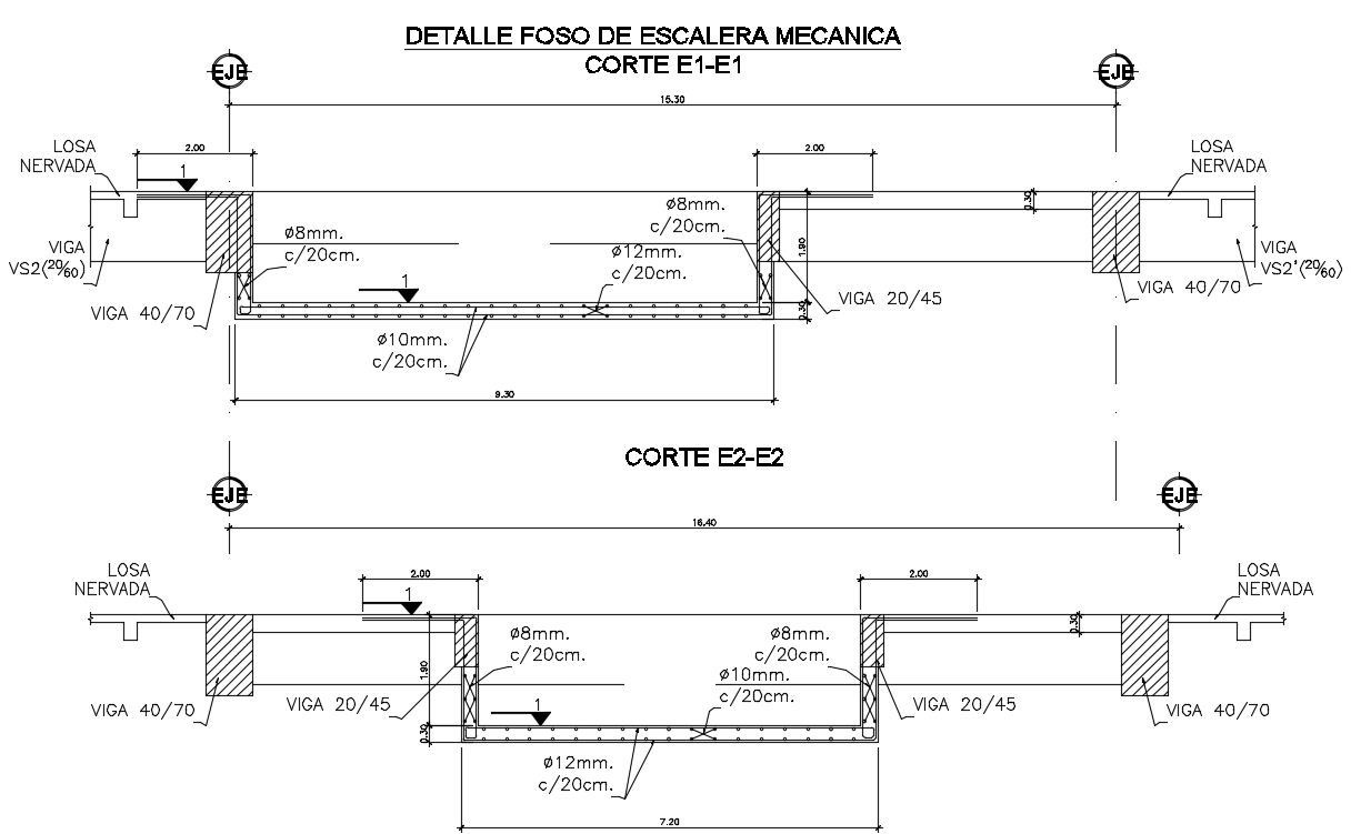 Escalator pit section details CAD drawing files. Download now.