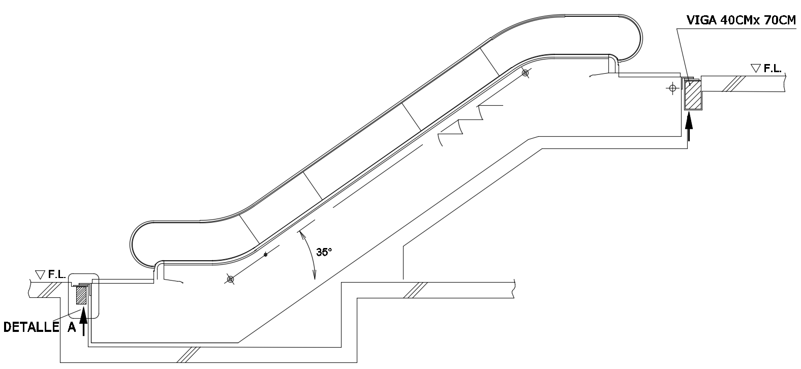 Escalator section and elevation CAD drawing files. Download now.