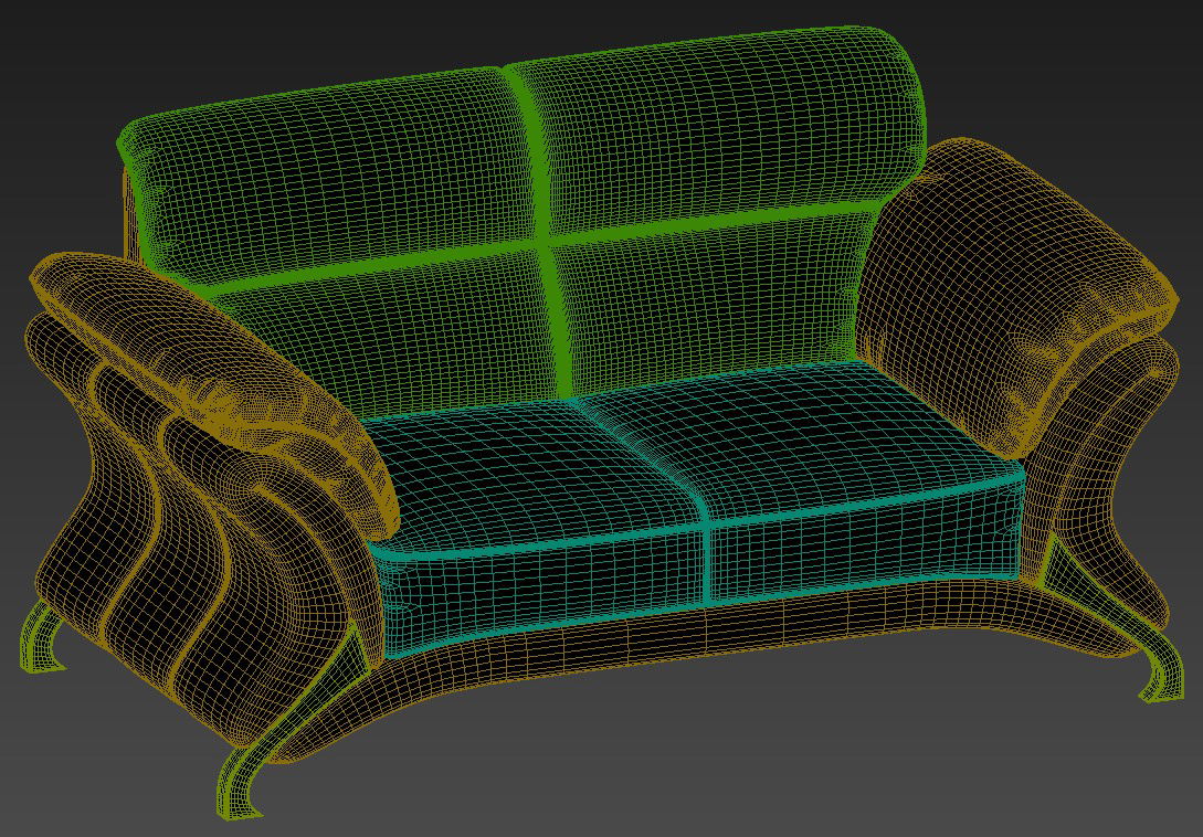 Ethnic Style Of Two Seater Sofa Design Rendered In 3D MAX File