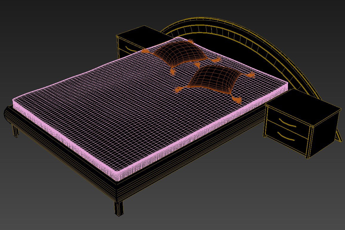 Ethnic Style Wooden King Size Bed Designs With Semi-Circul Backrest 3D MAX File