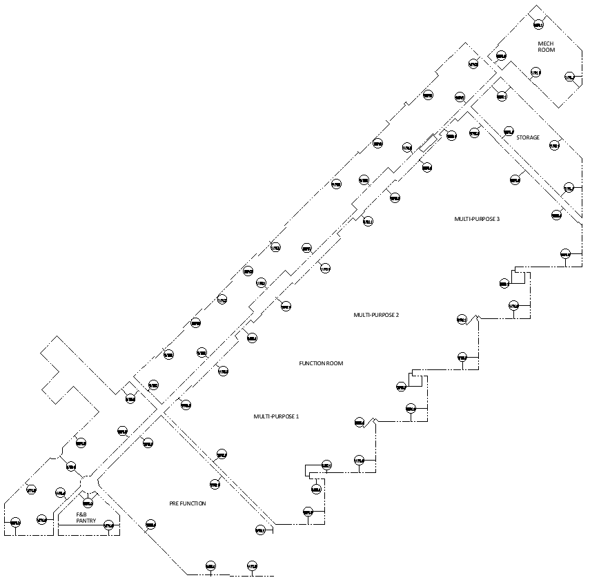 Event Hall Ground floor Wall finishes Layout plan Detail DWG AutoCAD file