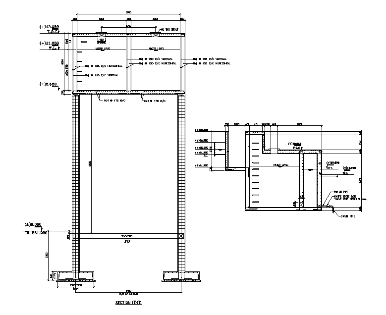 Excavation layout, slab and wall details of Effluent treatment plant details are given in this 2D Autocad DWG drawing file. Download the 2D AutoCAD DWG drawing file.
