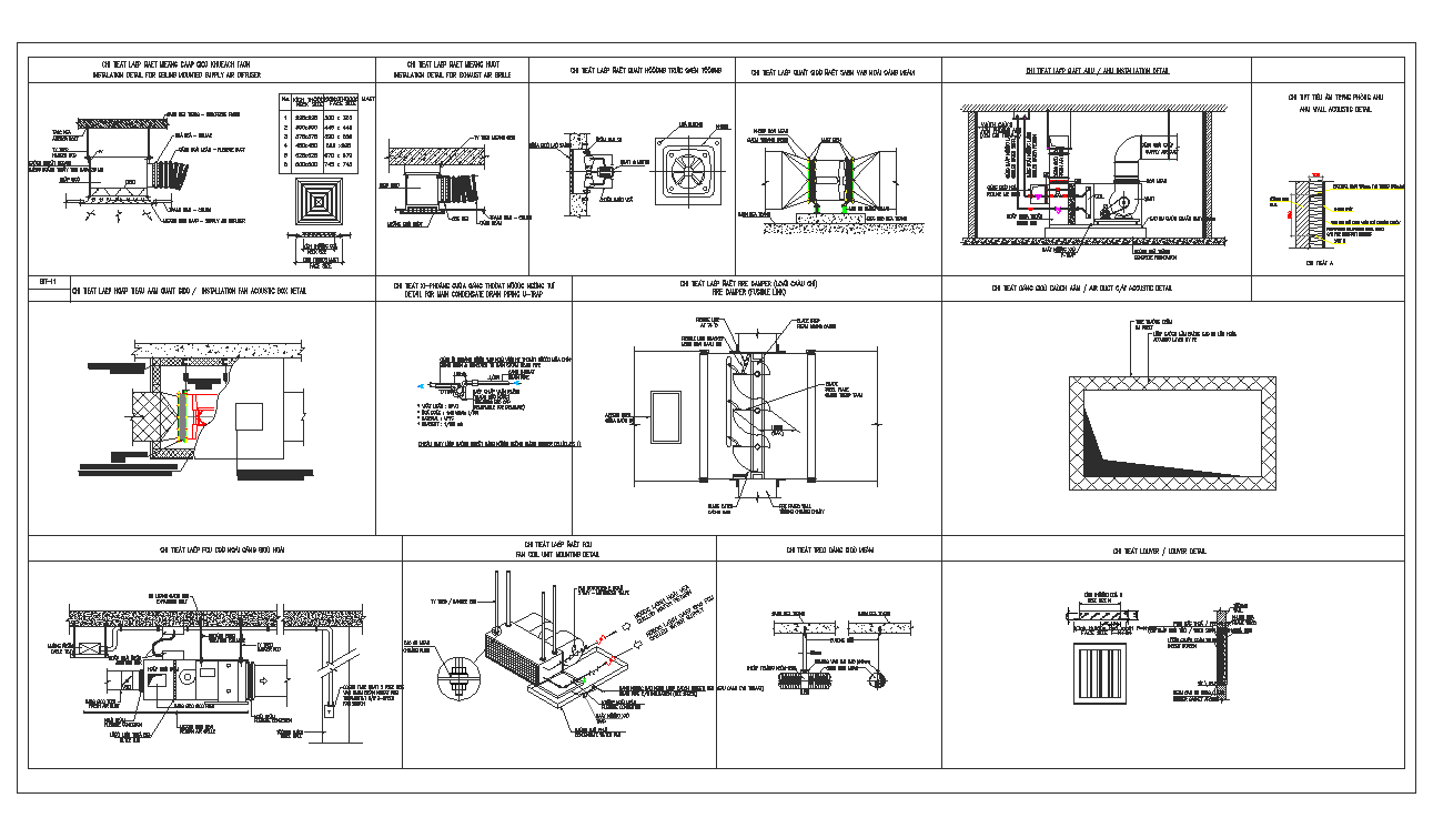 Exhaust fan part and connection detail view dwg file