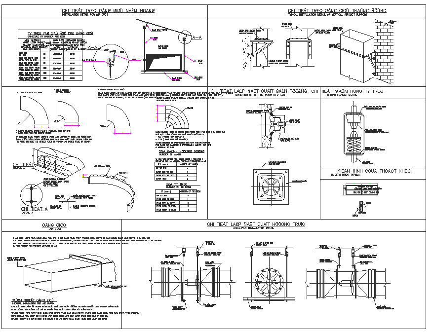 Exhaust fan part and connection detail view dwg file