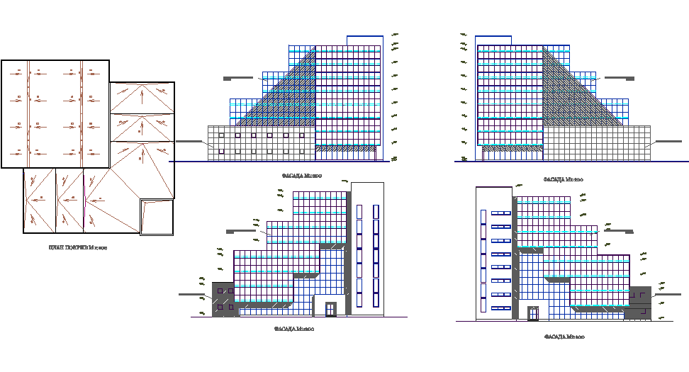 Exhibition and business center plan detail dwg file