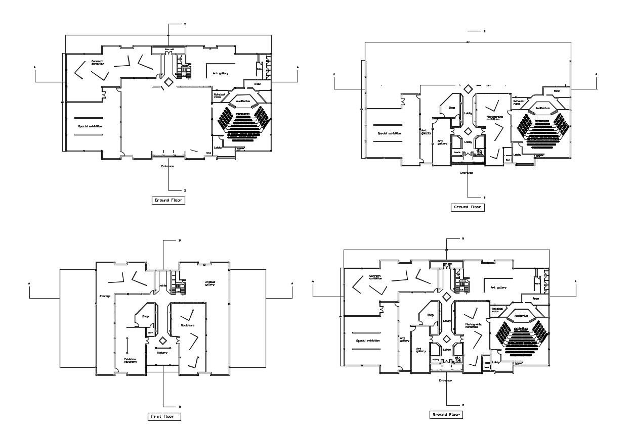Exhibition center layout in autocad