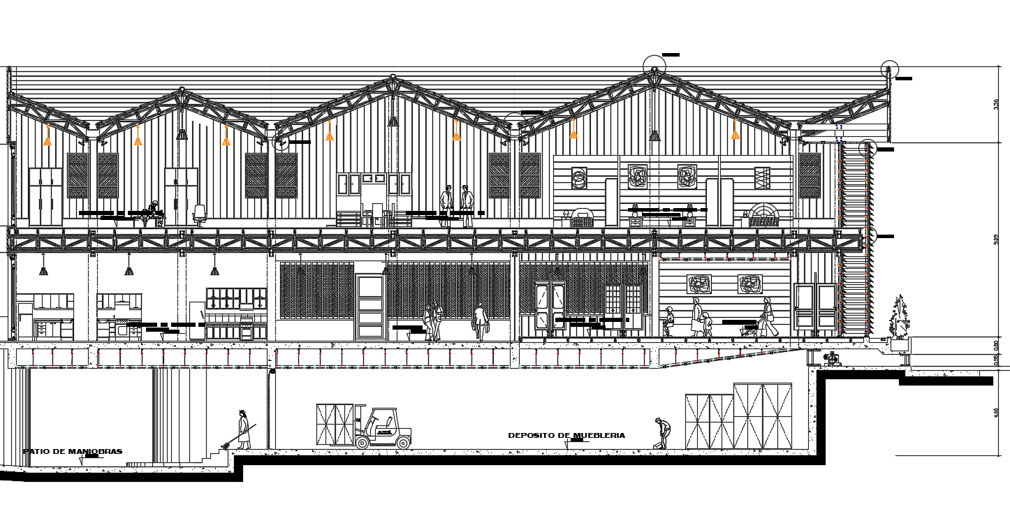 Exhibition Corporate Building Section CAD Drawing DWG File