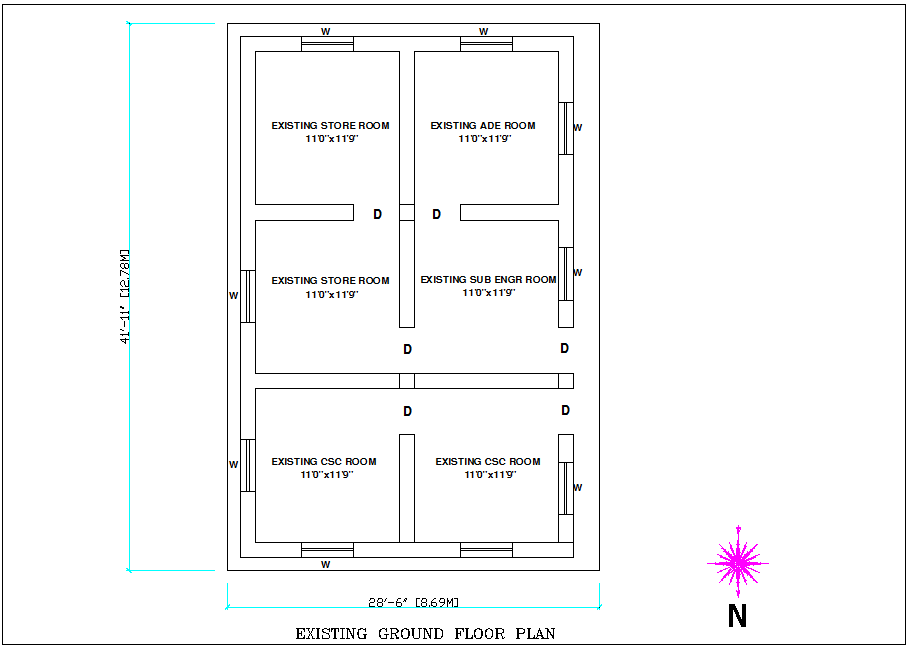 Existing ground floor general layout for office dwg file