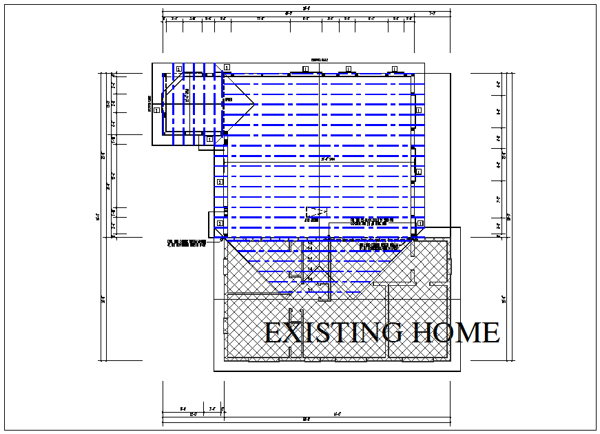 Existing structure roof plan view detail dwg file