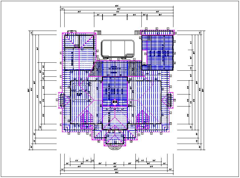 Existing structure roof plan view detail dwg file