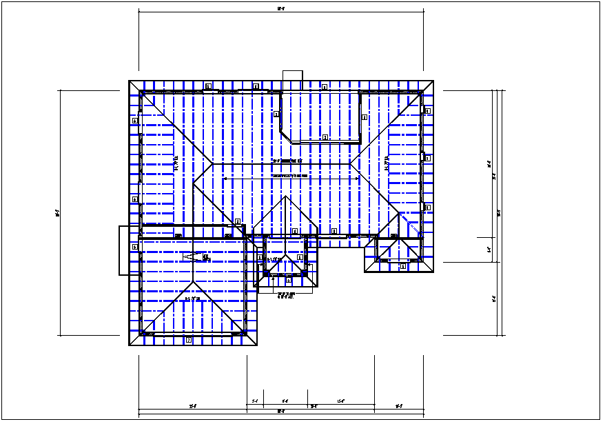 Existing structure roof plan view detail dwg file