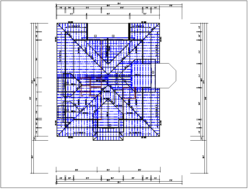 Existing structure roof plan view detail dwg file