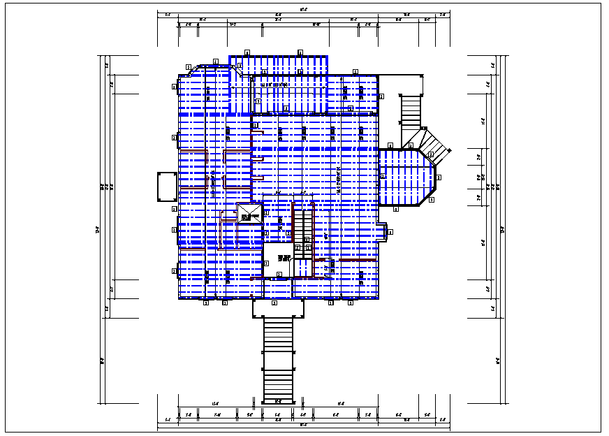 Existing structure roof plan view detail dwg file