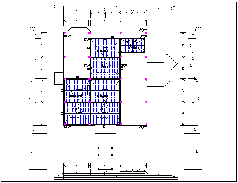 Existing structure roof plan view detail dwg file