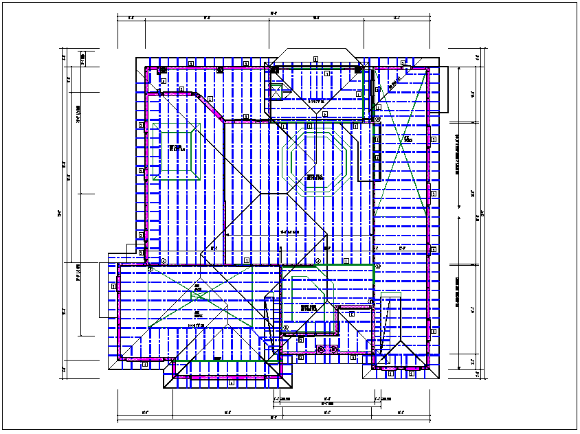 Existing structure roof plan view detail dwg file