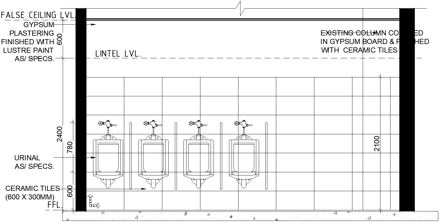Existing column covered in gypsum board and covered ceiling dwg autocad drawing .