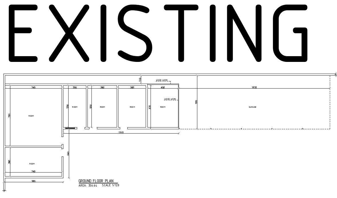 Existing ground floor plan of government main building in AutoCAD, dwg file.