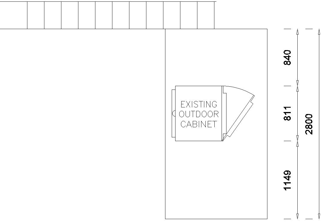 Existing outdoor cabinet of tower with detail AutoCAD drawing