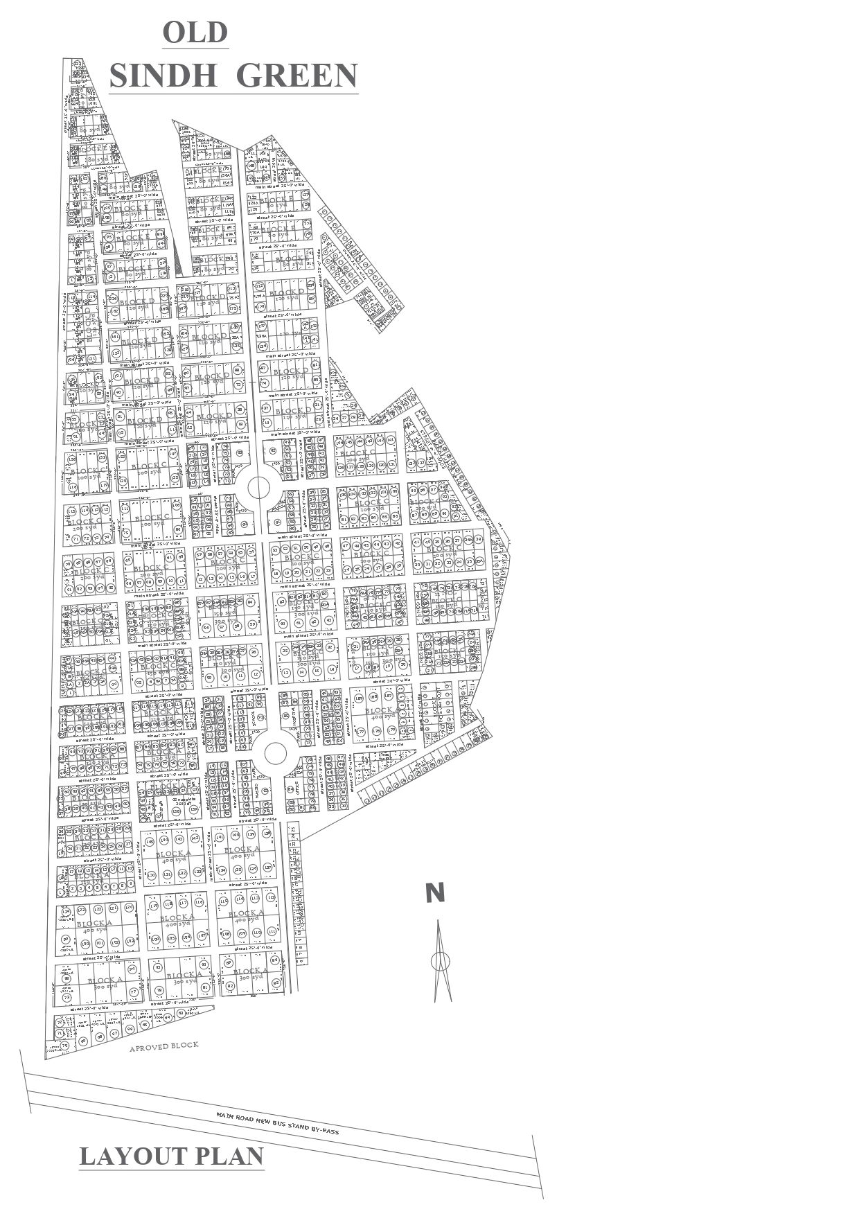 Existing sindh green layout plan with site layout details dwg autocad drawing .