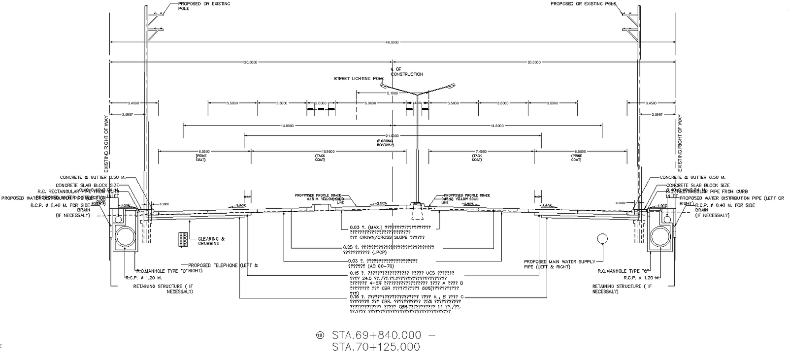 Exiting Right of way Detail Section DWG AutoCAD file