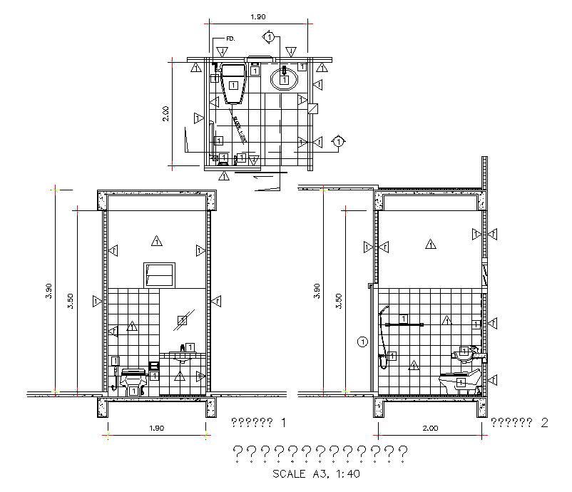 Expanding Bathroom Plan And Section CAD Drawing Download DWG File