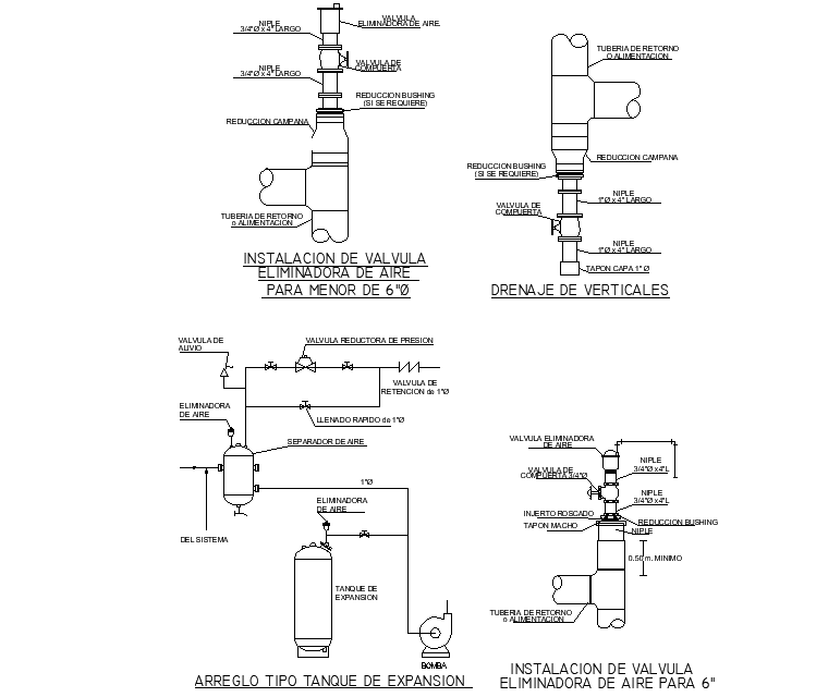 Expansion tank type arranging detail dwg file