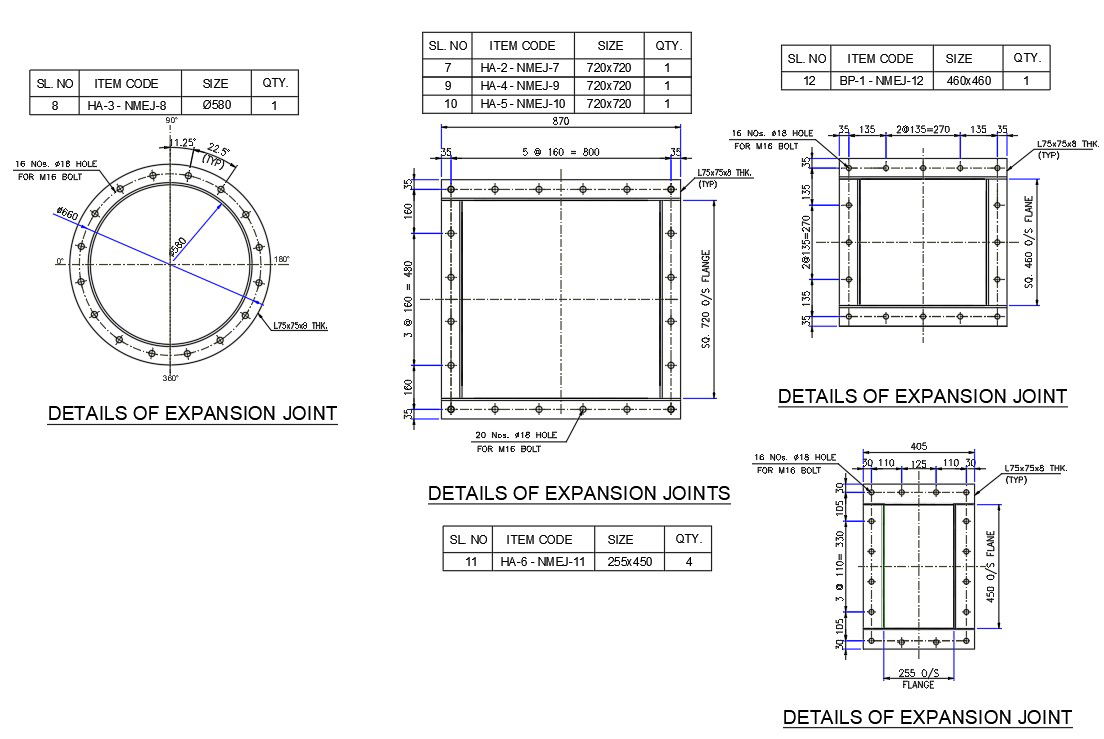 Expansion Joint Drawing CAD blocks Design