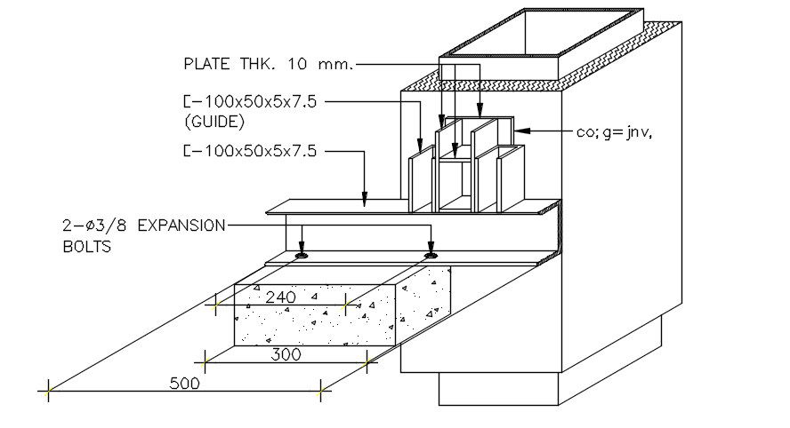 Expansion and plate thickness has given in this 2D CAD DWG drawing. Download the AutoCAD 2D DWG file.