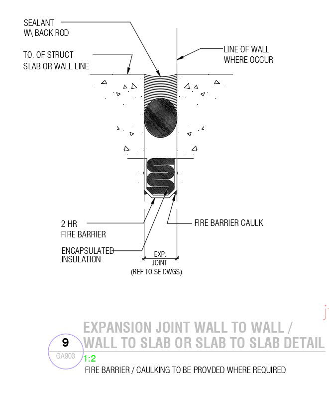 Expansion joint wall to slab detail in AutoCAD 2D drawing, dwg file, CAD file