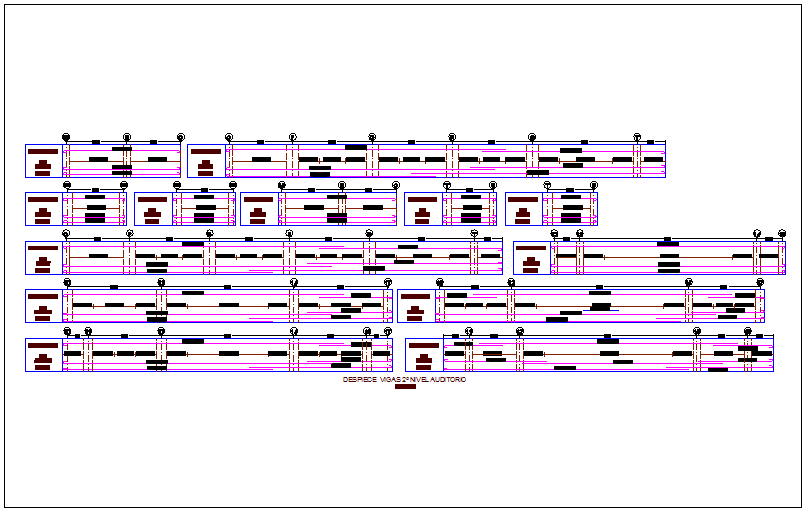 Explodes beams 2nd auditory level for integral center dwg file