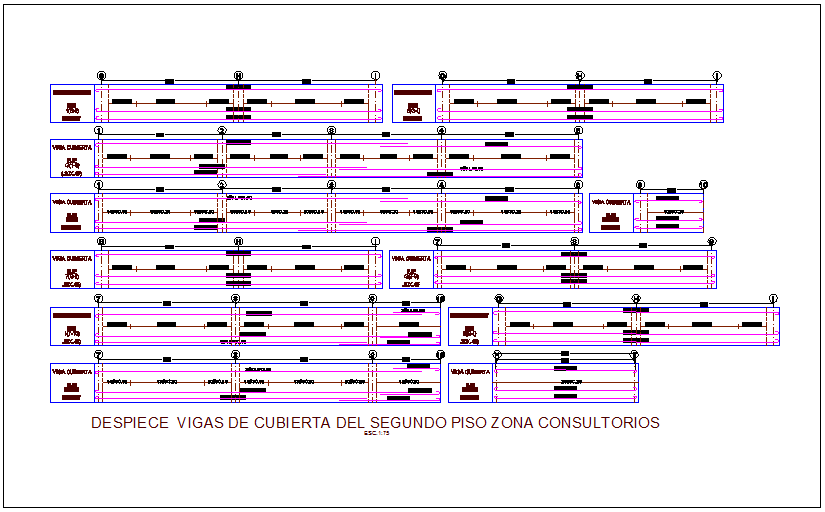 Explodes covered beams of the second floor area consultants view for integral center dwg file