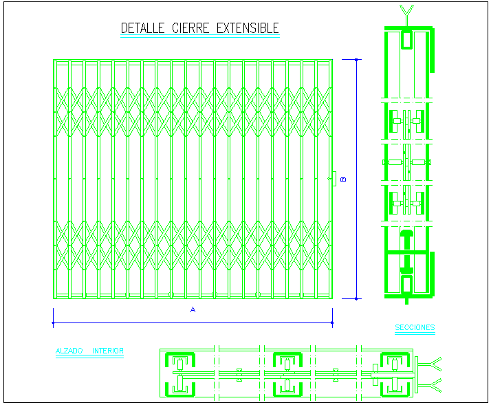 Extensible closer detail with sectional view