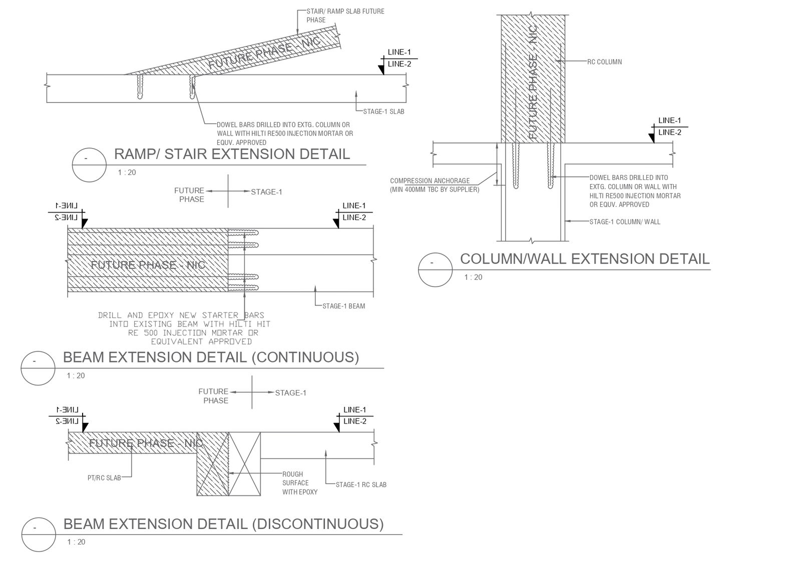 Extension Details for Ramp or Stair in AutoCAD DWG File